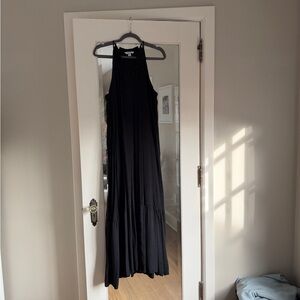 Nine West Black Maxi Dress XL Sleeveless Flowy Tiered Casual Travel Dress